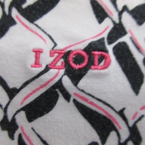 IZOD Black White Pink Geometric T-Shirt Size Medium Short Sleeve Stretch Tee - Picture 3 of 6